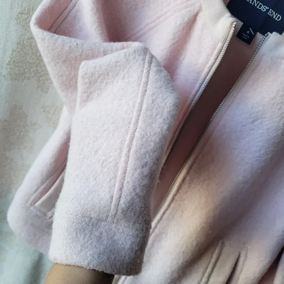 Lands' End Light Pink Wool-Blend Bomber Jacket Size 4 Full Zip Front Pockets - Picture 11 of 13